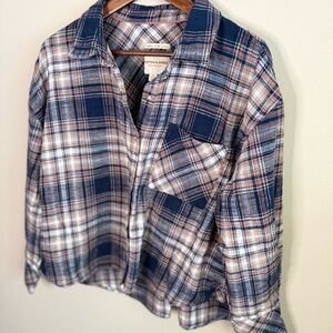 Scotch & Soda Amsterdam Plaid Flannel Shirt Jacket XL Cropped